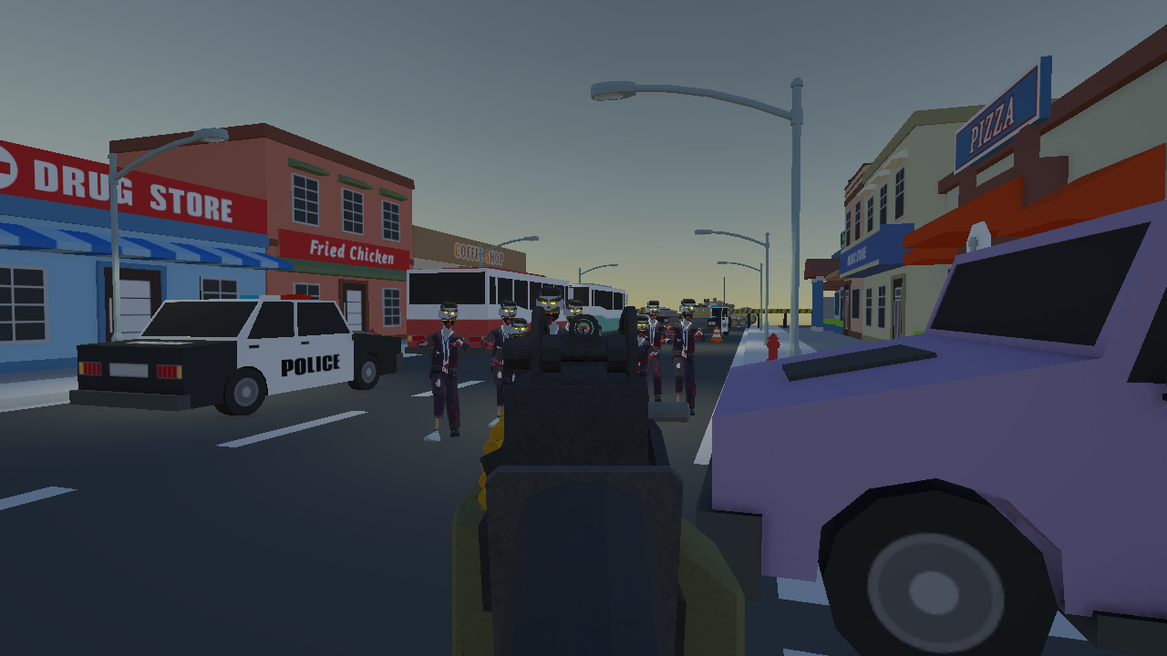 Mirando com uma M249 para zumbis.